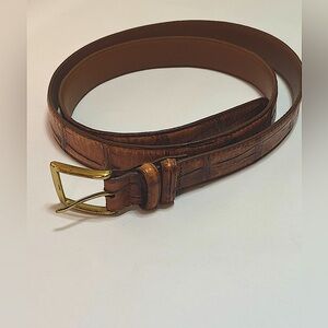 Brighton Men’s Leather Belt.Solid Brass Buckle, Alligator Embossed. Size 44